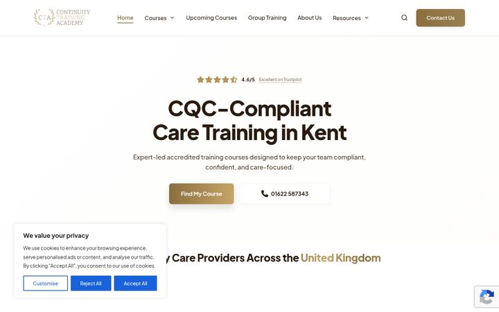 Screenshot of continuitytrainingacademy.co.uk