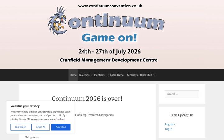 Screenshot of continuumconvention.co.uk