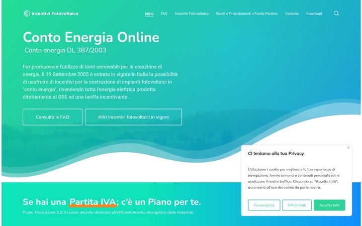 Captura de pantalla de conto-energia-online.it