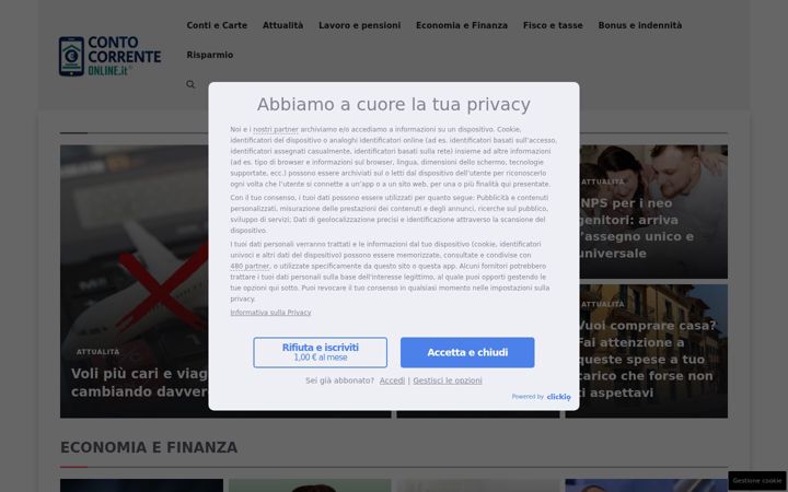 Screenshot of contocorrenteonline.it