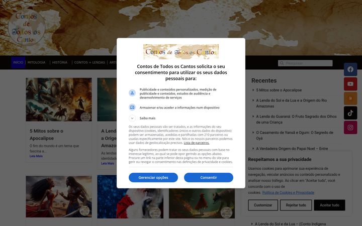 Screenshot of contosdetodososcantos.com.br
