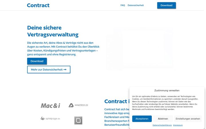 Screenshot of contract-app.de