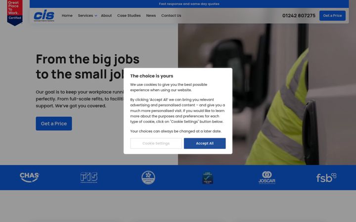 Screenshot of contractinteriorsystems.co.uk