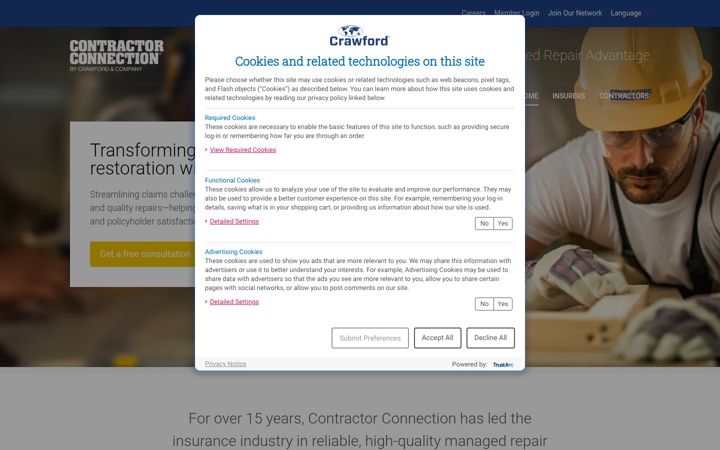 Screenshot of contractorconnection.ca