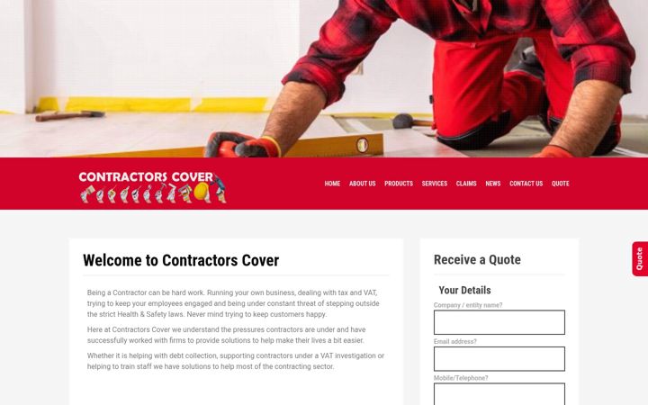 Screenshot of contractorscover.com