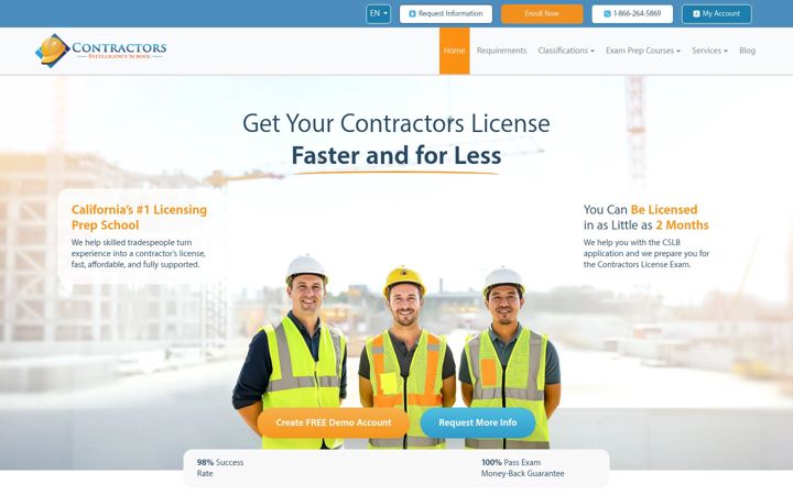 Screenshot of contractorsischool.com