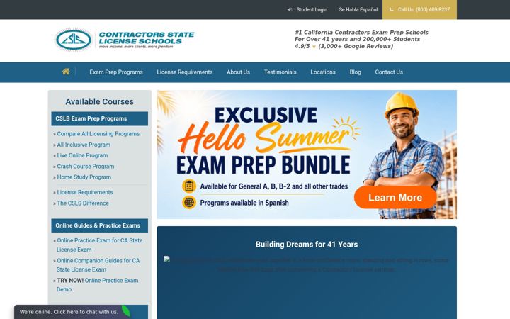 Screenshot of contractorslicensingschools.com