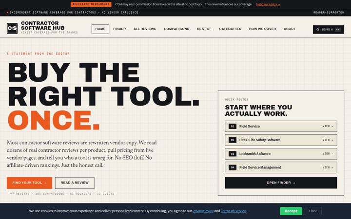 Screenshot of contractorsoftwarehub.com