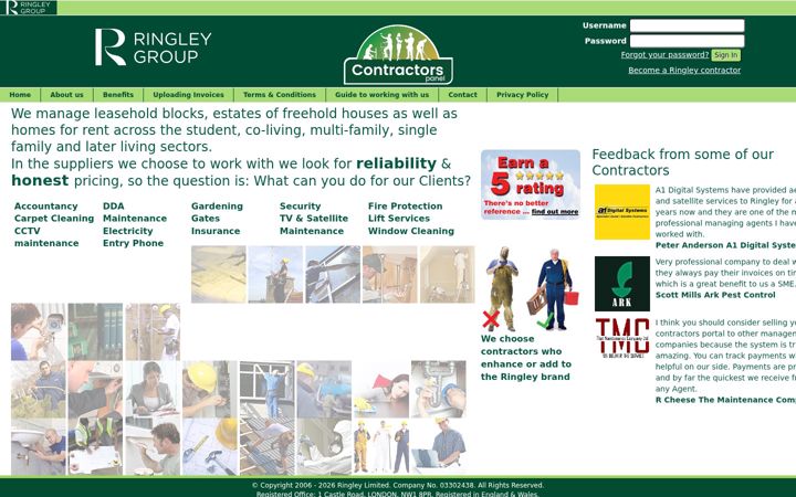 Screenshot of contractorspanel.com