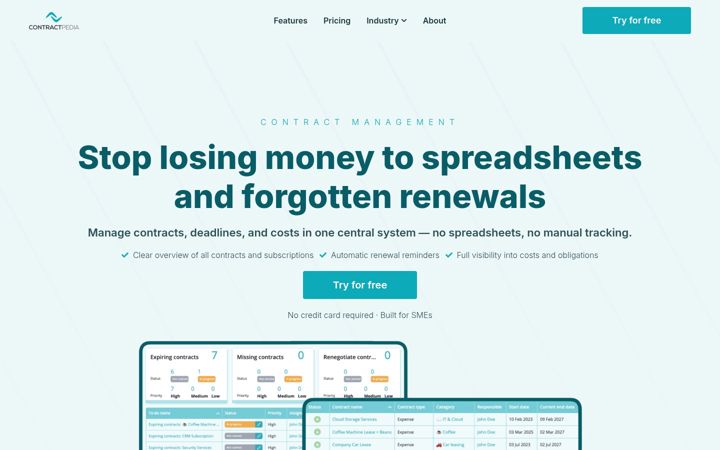 Screenshot of contractpedia.com