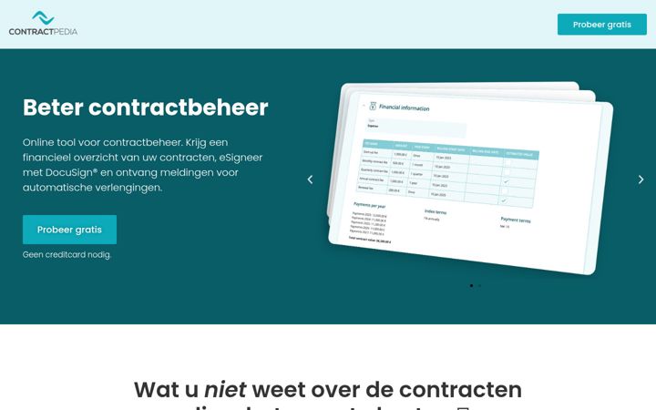 Screenshot of contractpedia.nl