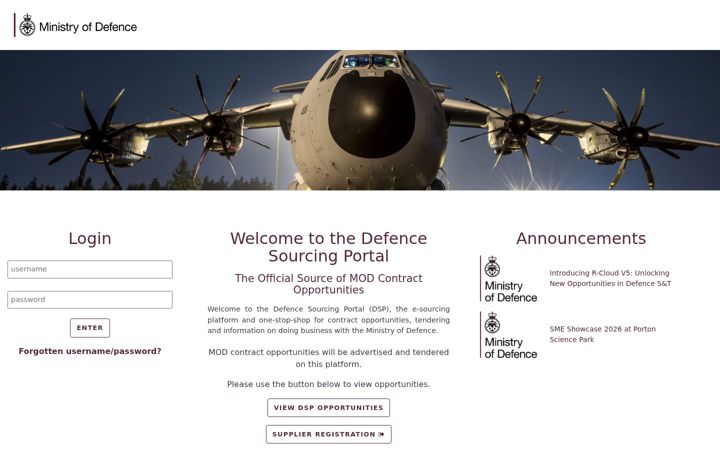 Screenshot of contracts.mod.uk
