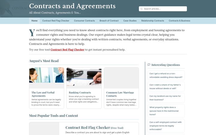 Screenshot of contractsandagreements.co.uk