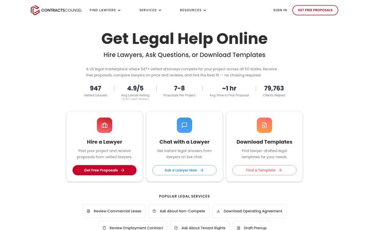 Screenshot of contractscounsel.com