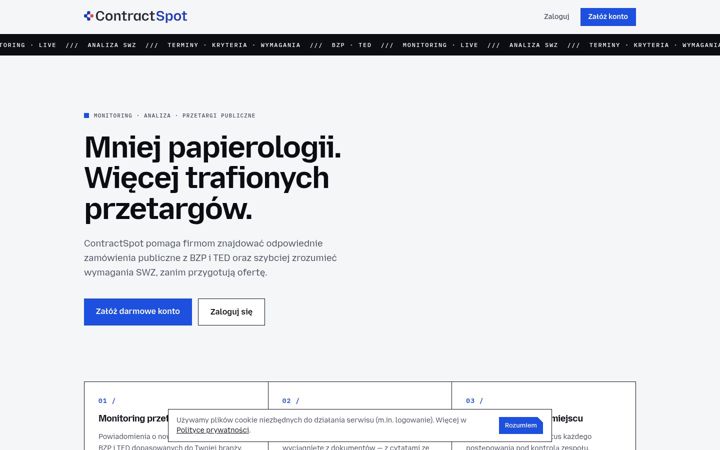 Екранна снимка на contractspot.io