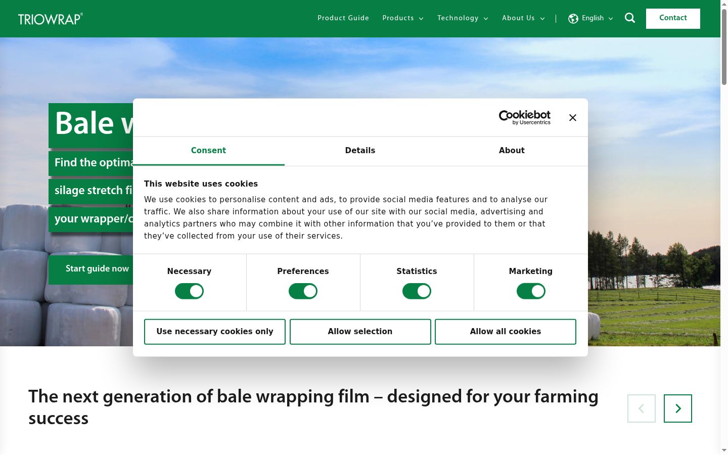 Screenshot del banner di consenso mostrato prima di qualsiasi interazione