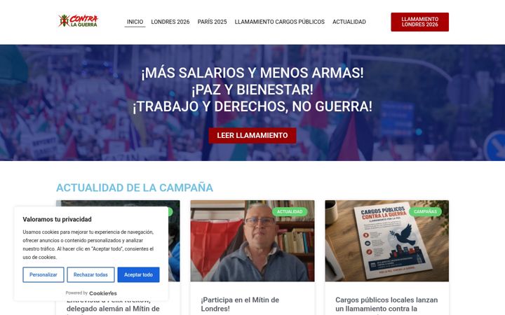 Screenshot of contralaguerra.com