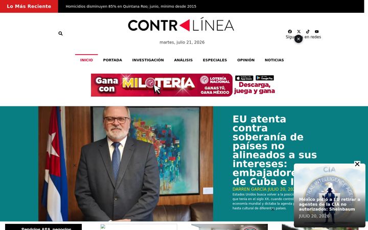 Screenshot of contralinea.com.mx