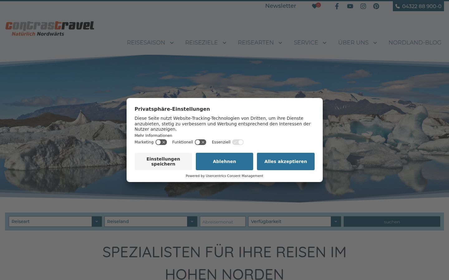 Screenshot van de toestemmingsbanner zoals getoond vóór enige interactie