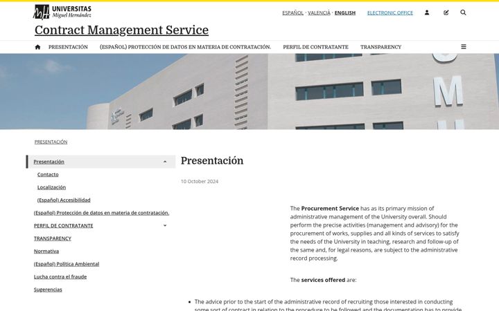 Screenshot of contratacion.umh.es