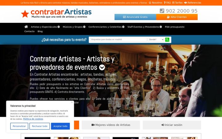 Screenshot of contratarartistas.com