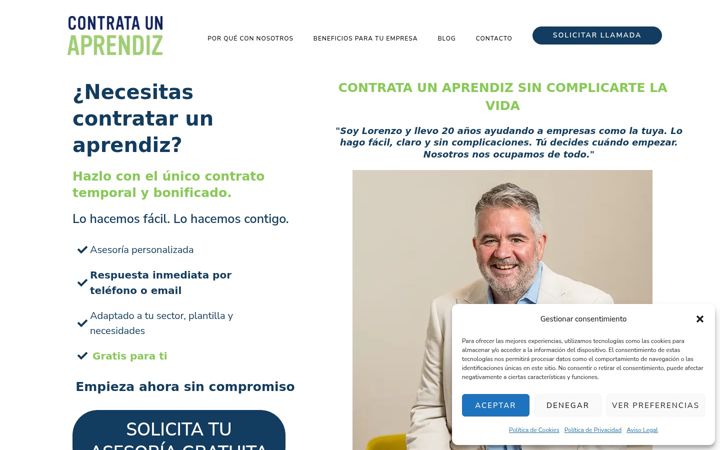 Screenshot of contrataunaprendiz.com