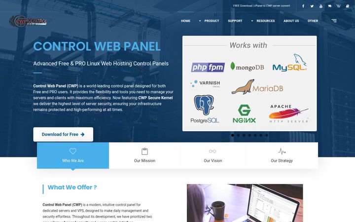 Screenshot von control-webpanel.com