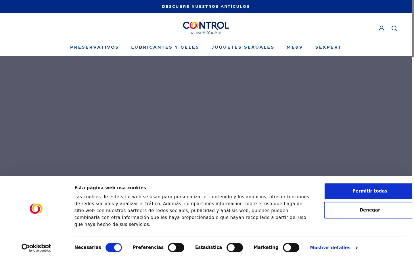 Captura de ecrã do banner de consentimento apresentado antes de qualquer interação