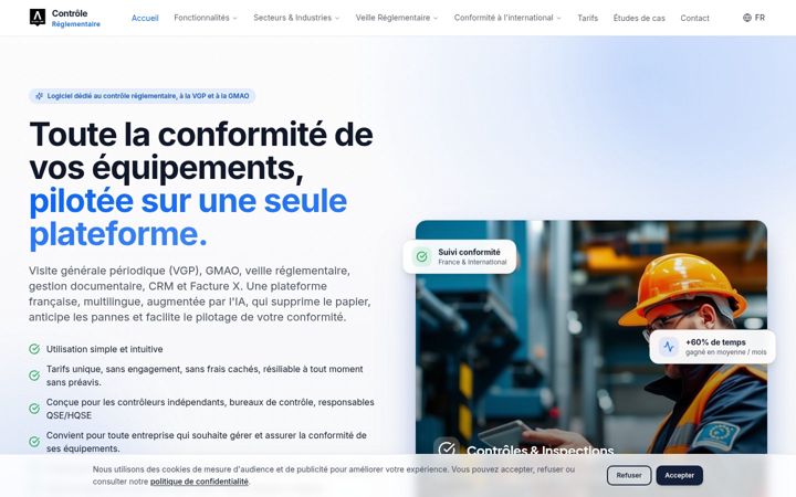 Snimka zaslona za controle-reglementaire.fr