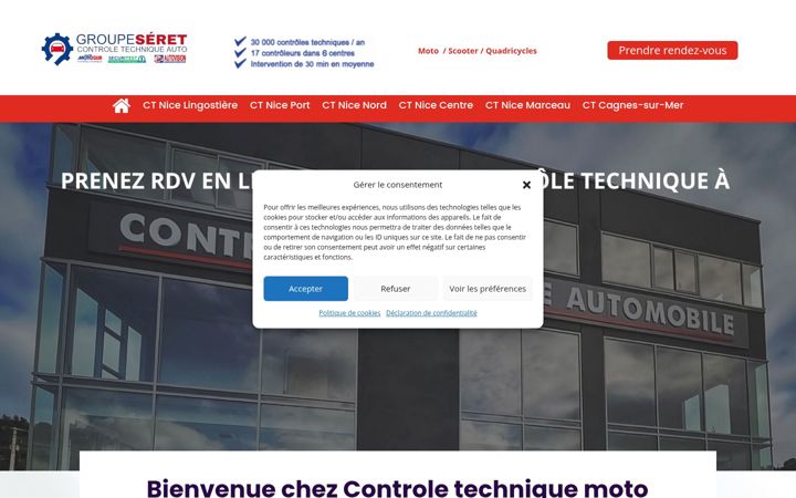 Snimka zaslona za controle-technique-moto-nice.fr