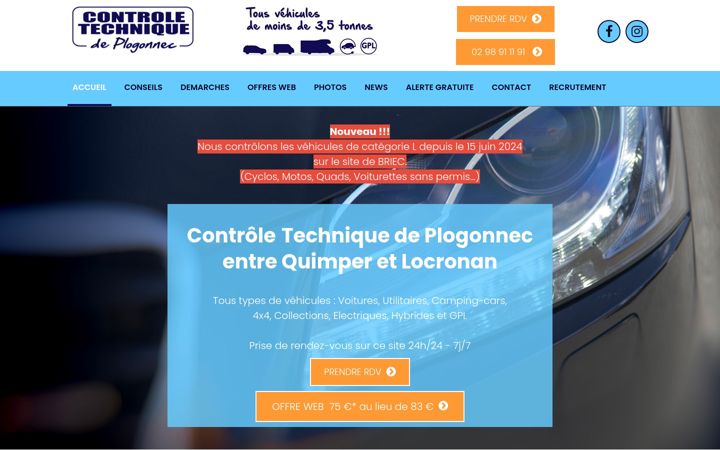 Snimka zaslona za controle-technique-plogonnec.fr