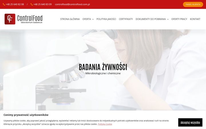 Screenshot of controlfood.com.pl