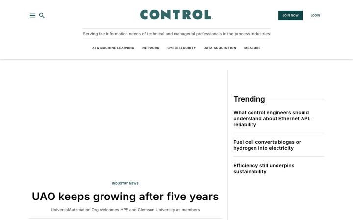Snímek obrazovky controlglobal.org