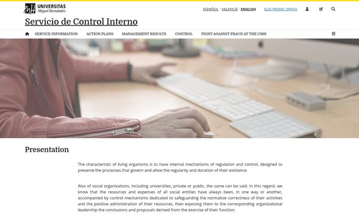 Capture d'écran de controlinterno.umh.es