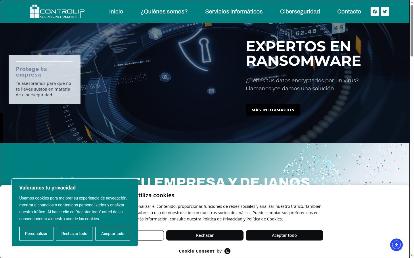 Screenshot of the consent banner shown before any interaction