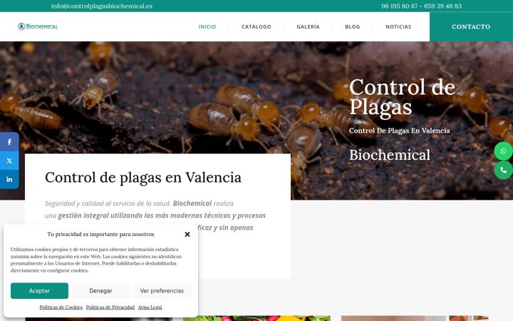 Screenshot of controlplagasbiochemical.es