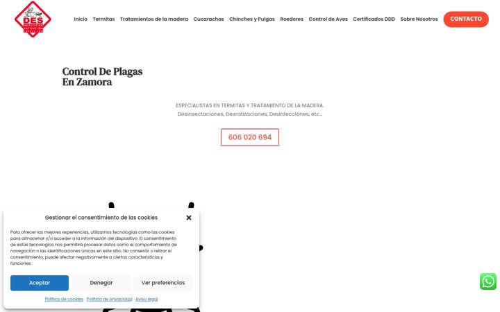 Screenshot of controlplagasenzamora.com