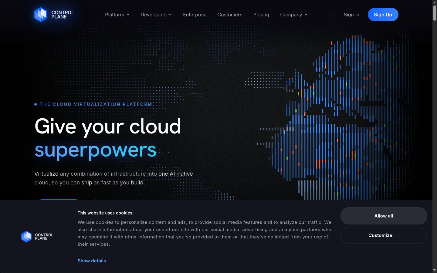 Screenshot of the consent banner shown before any interaction