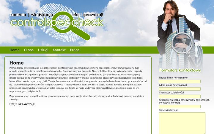 Screenshot of controlspeccheck.com.pl