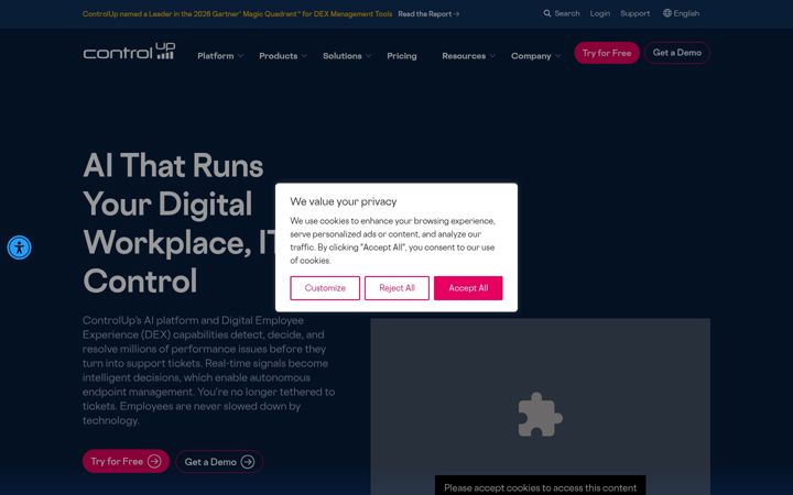 Screenshot von controlup.com