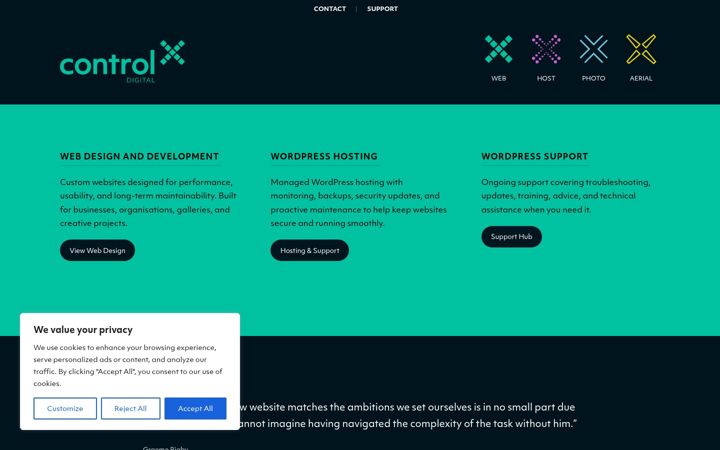 Screenshot of controlx.co.uk