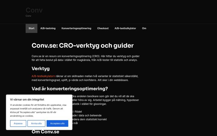 Screenshot of conv.se