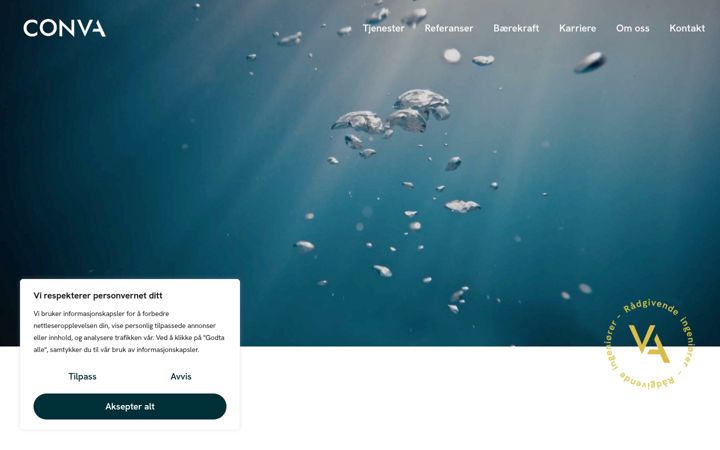 Screenshot of conva.no
