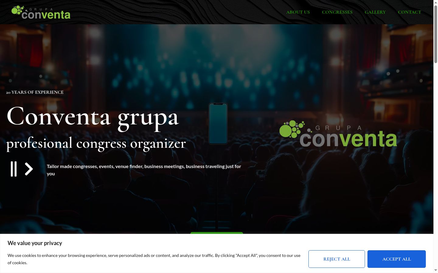 Capture d'écran de la bannière de consentement affichée avant toute interaction
