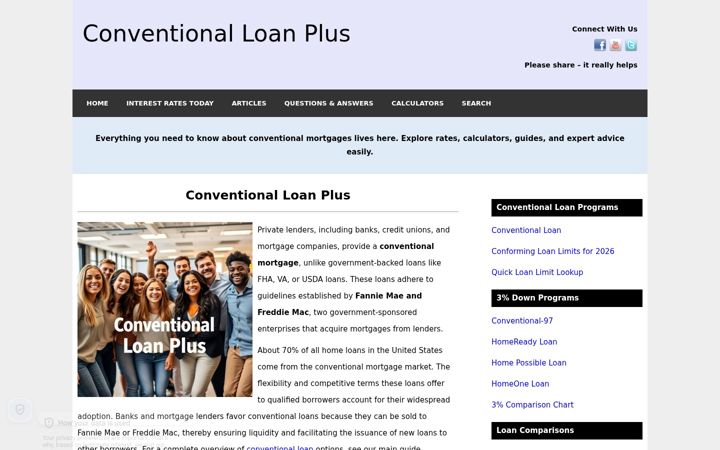 Screenshot of conventionalloanplus.com