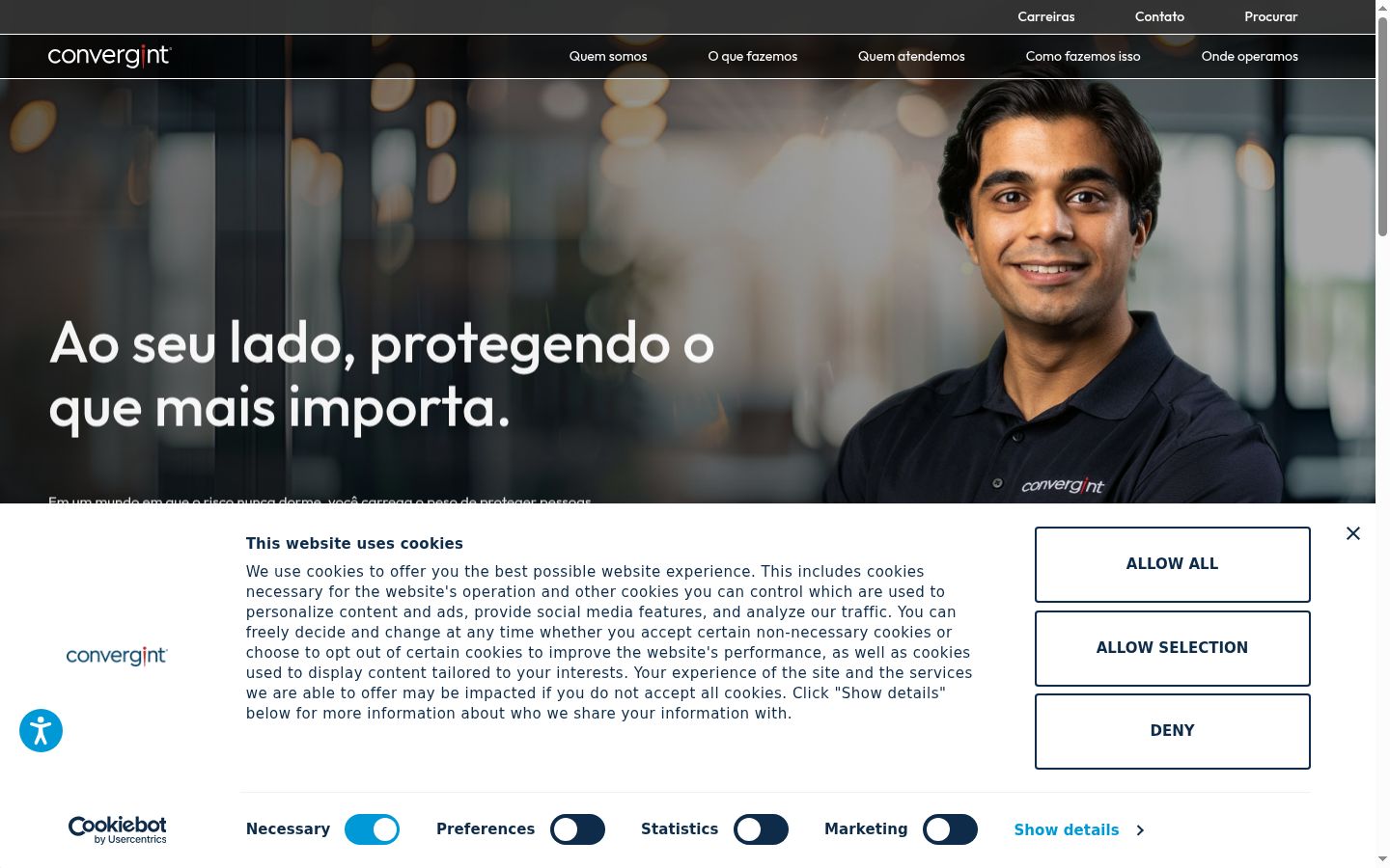 Screenshot del banner di consenso mostrato prima di qualsiasi interazione