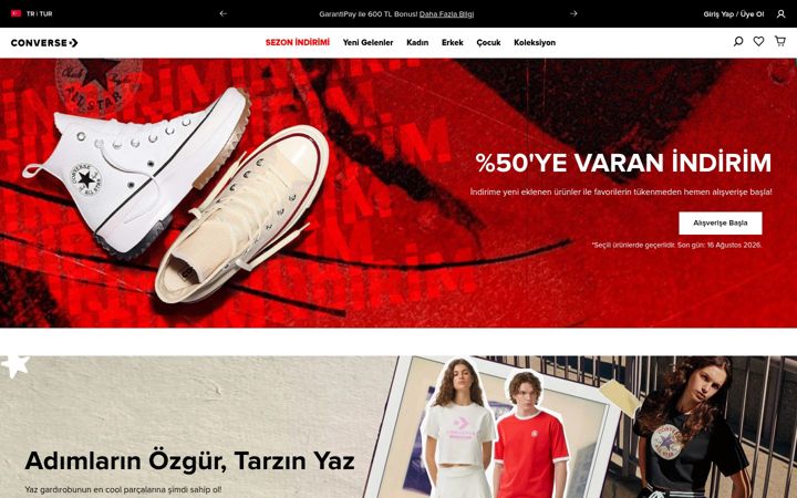 Screenshot of converse.com.tr