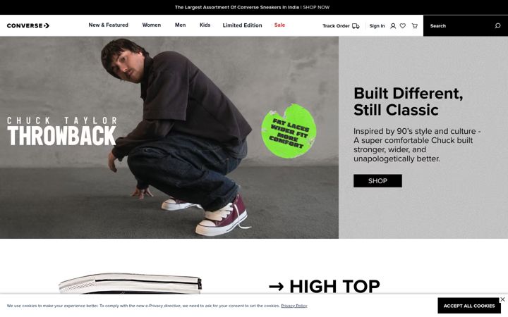 Screenshot von converse.in
