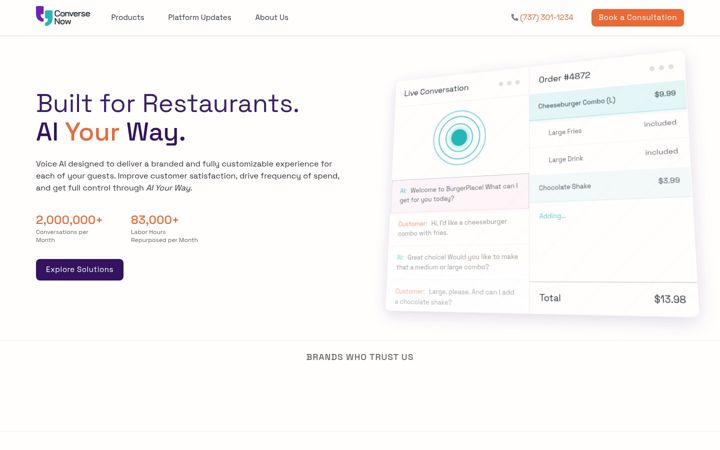 Screenshot of conversenow.ai