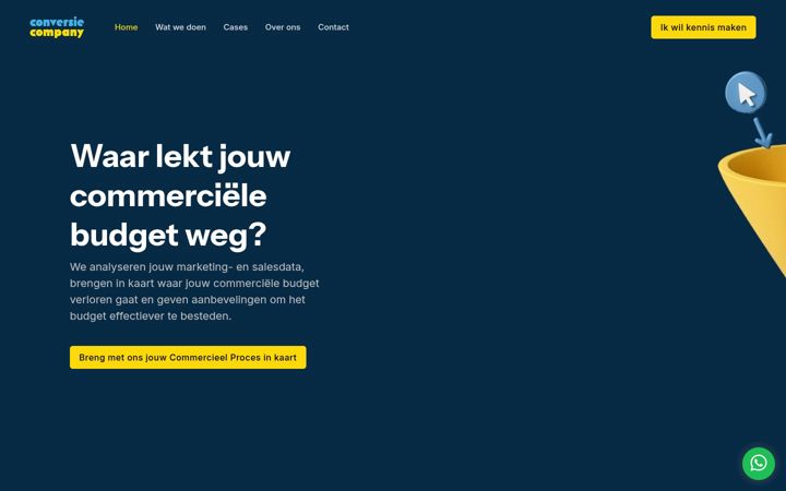 Kuvakaappaus sivustosta conversiecompany.nl